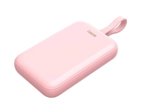 WIWU Wi-P024 10000mAh Magnetic Wireless Charging Power Bank PD 20W Fast Charging Battery Pack with Built-in Cable - Pink